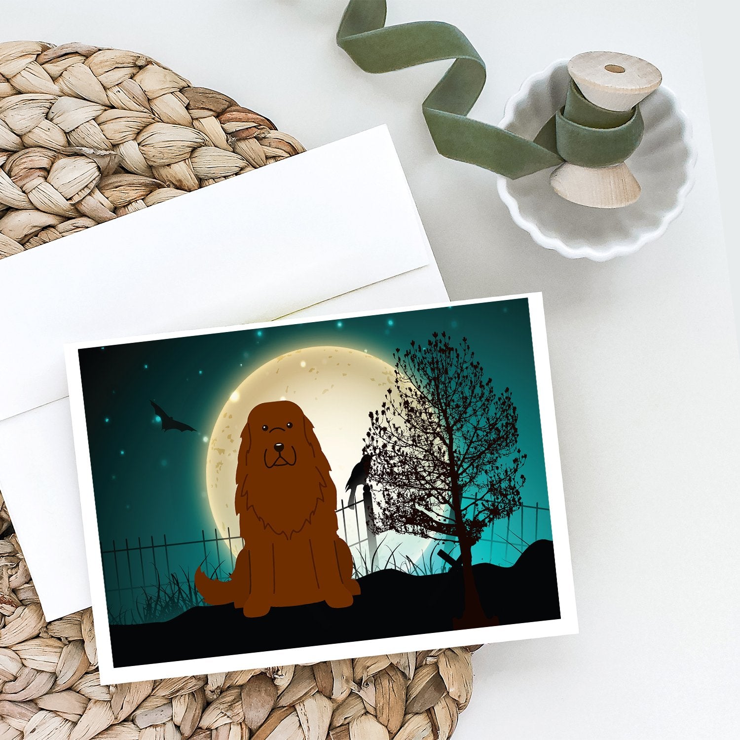 Halloween Scary Caucasian Shepherd Dog Greeting Cards and Envelopes Pack of 8 - the-store.com