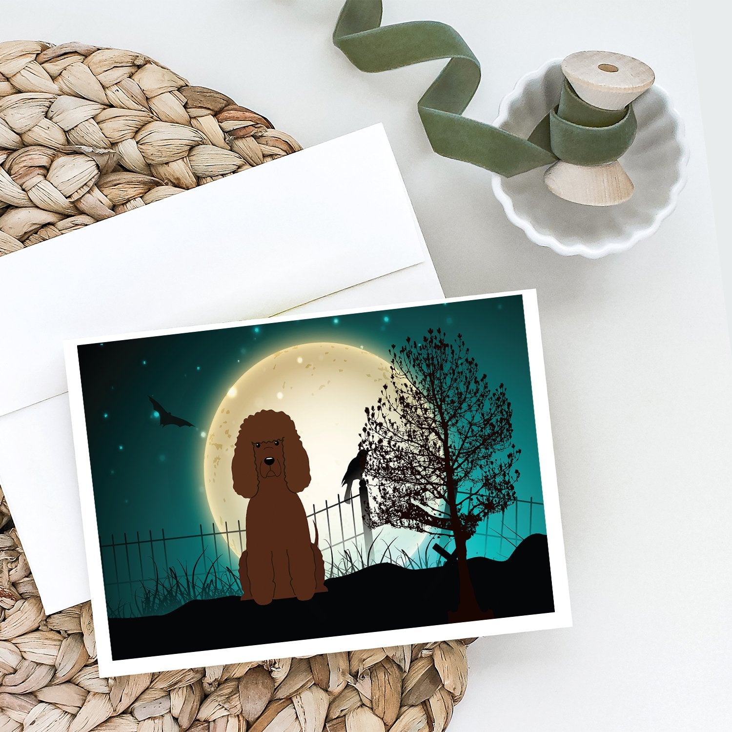 Halloween Scary Irish Water Spaniel Greeting Cards and Envelopes Pack of 8 - the-store.com