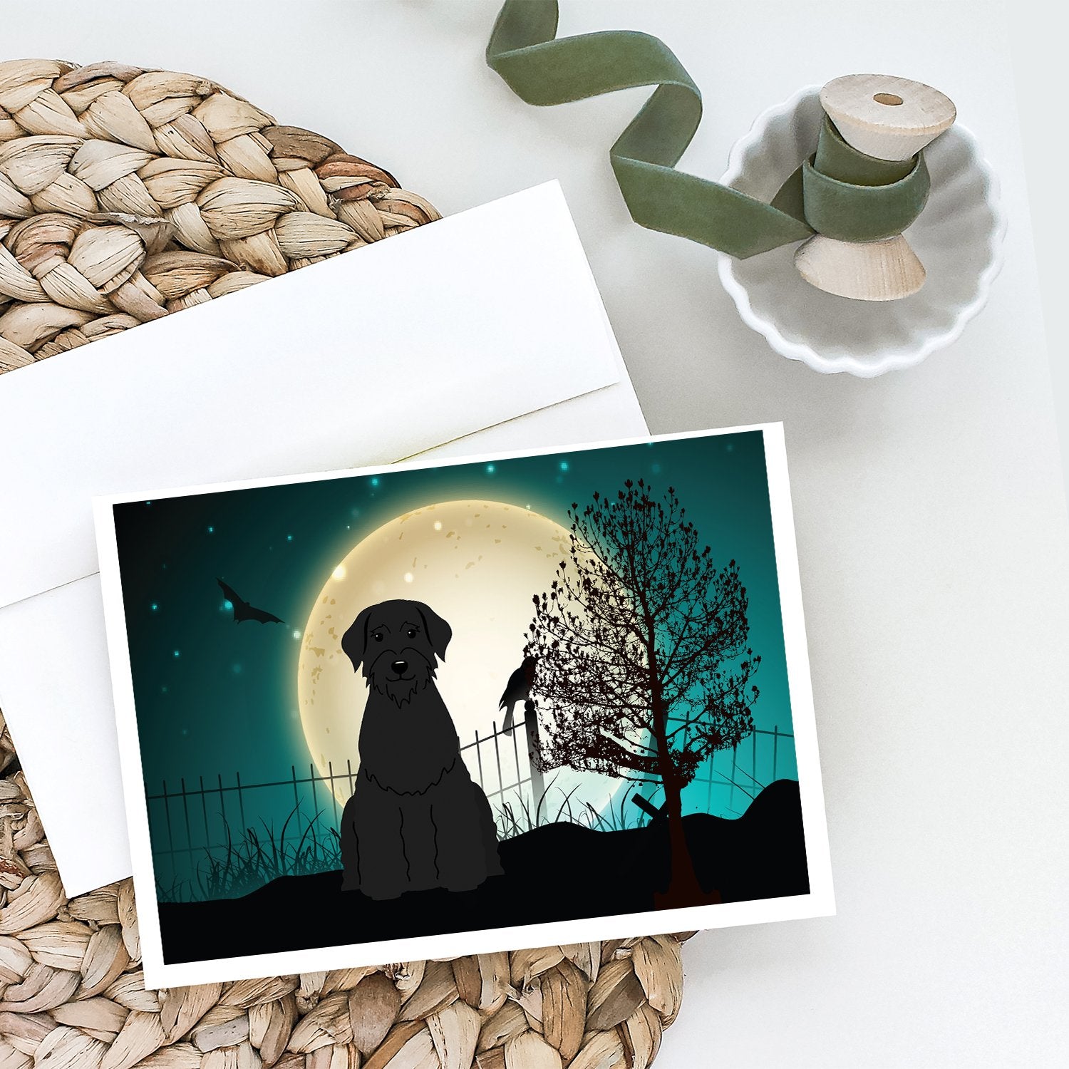 Buy this Halloween Scary Giant Schnauzer Greeting Cards and Envelopes Pack of 8