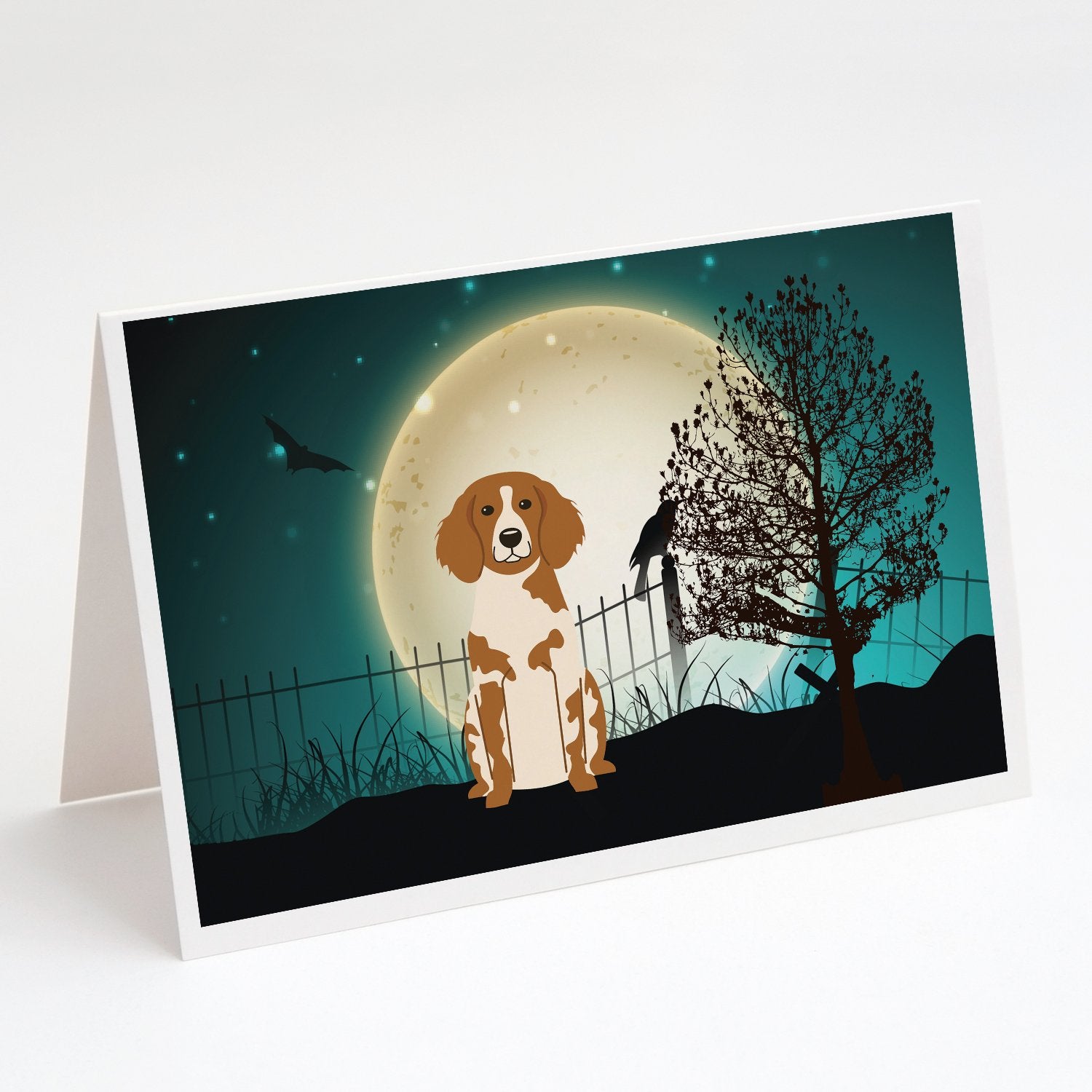Buy this Halloween Scary Brittany Spaniel Greeting Cards and Envelopes Pack of 8