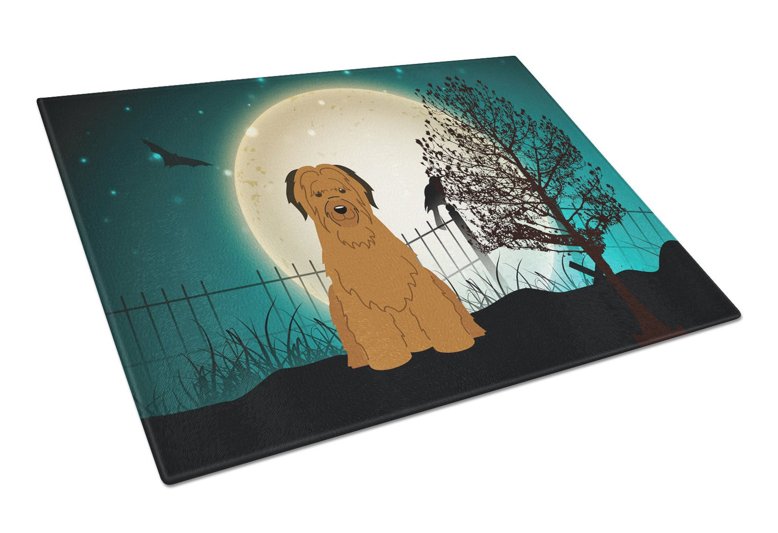 Halloween Scary Briard Brown Glass Cutting Board Large BB2272LCB by Caroline's Treasures