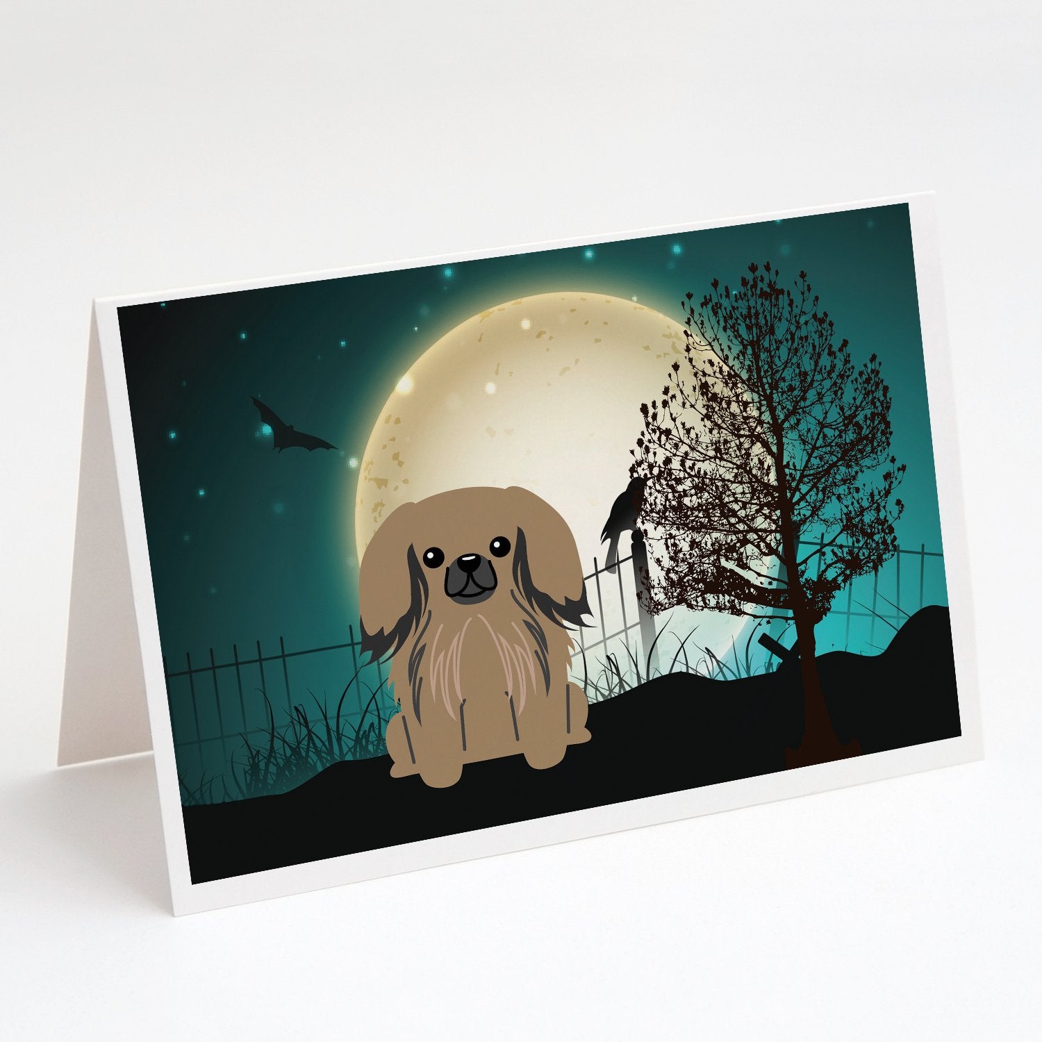 Buy this Halloween Scary Pekingese Tan Greeting Cards and Envelopes Pack of 8
