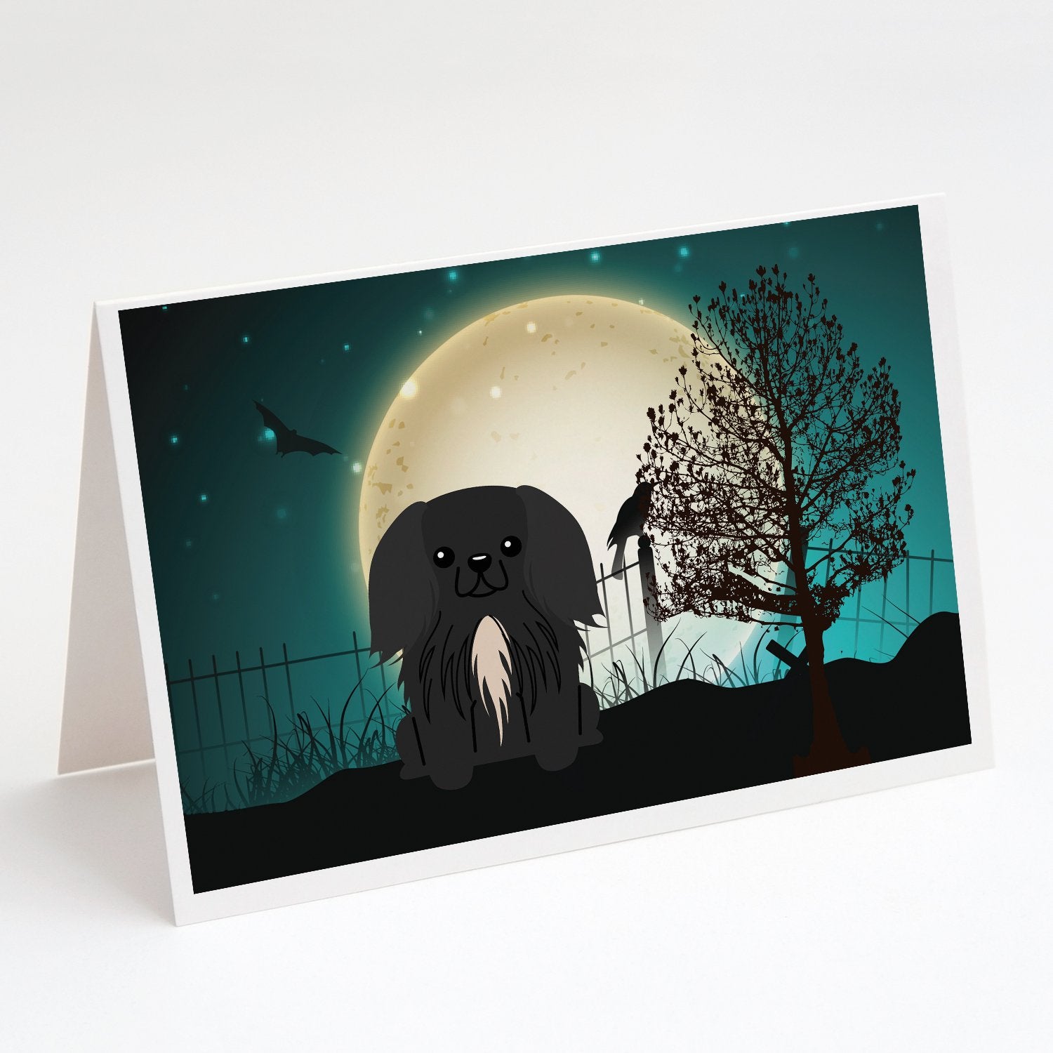 Buy this Halloween Scary Pekingese Black Greeting Cards and Envelopes Pack of 8