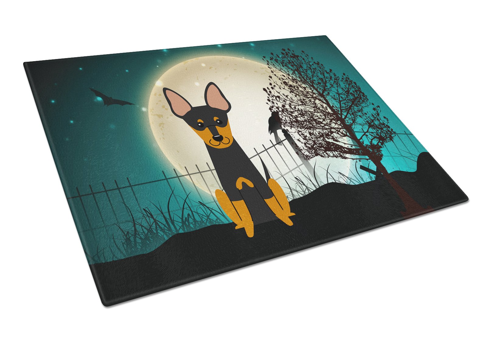 Halloween Scary English Toy Terrier Glass Cutting Board Large BB2299LCB by Caroline's Treasures