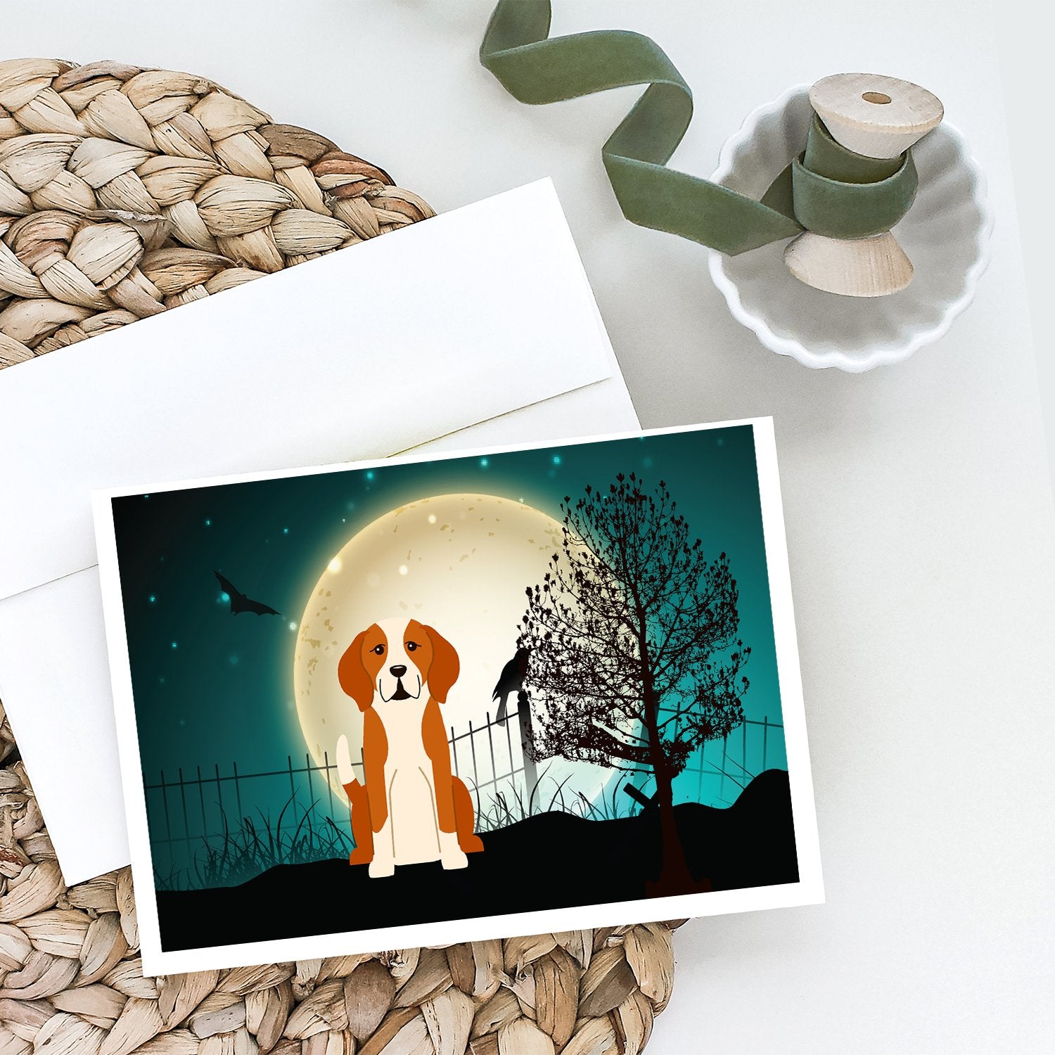 Buy this Halloween Scary English Foxhound Greeting Cards and Envelopes Pack of 8