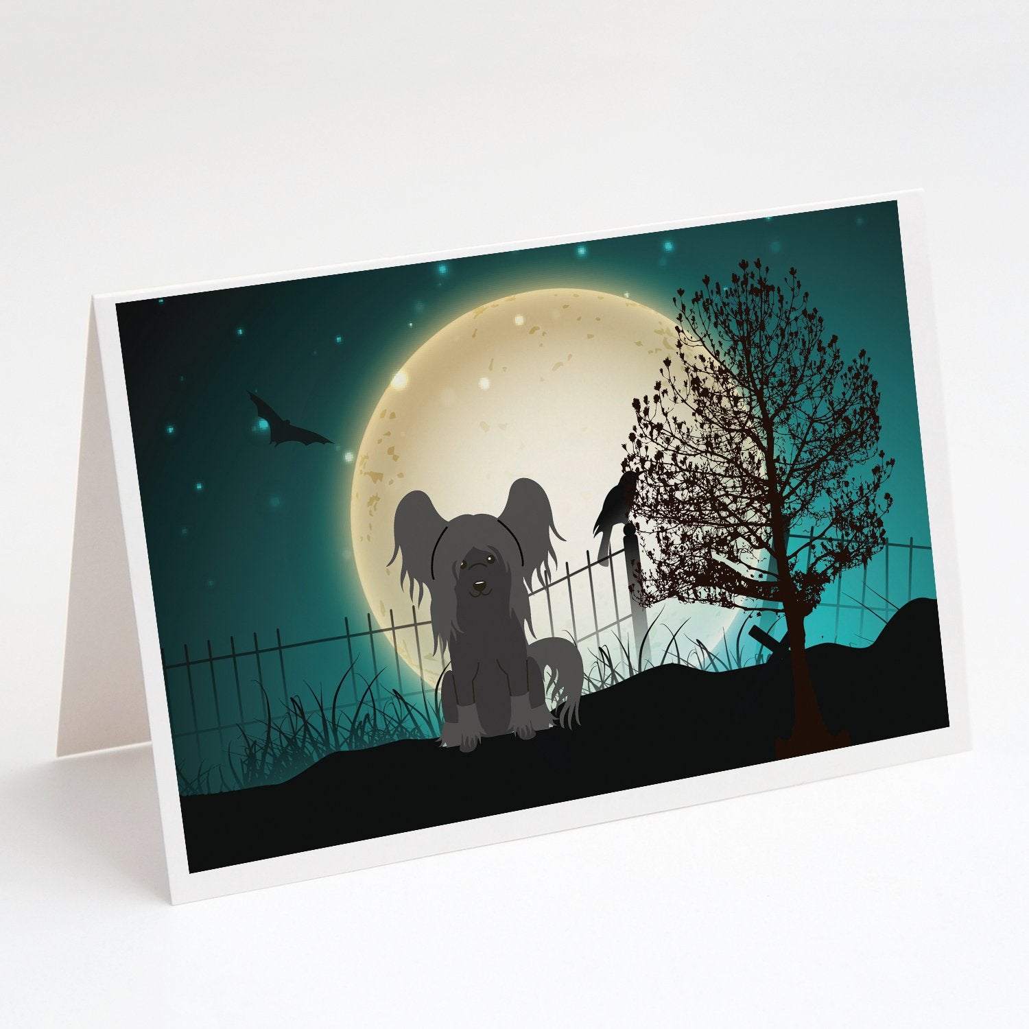 Buy this Halloween Scary Chinese Crested Black Greeting Cards and Envelopes Pack of 8