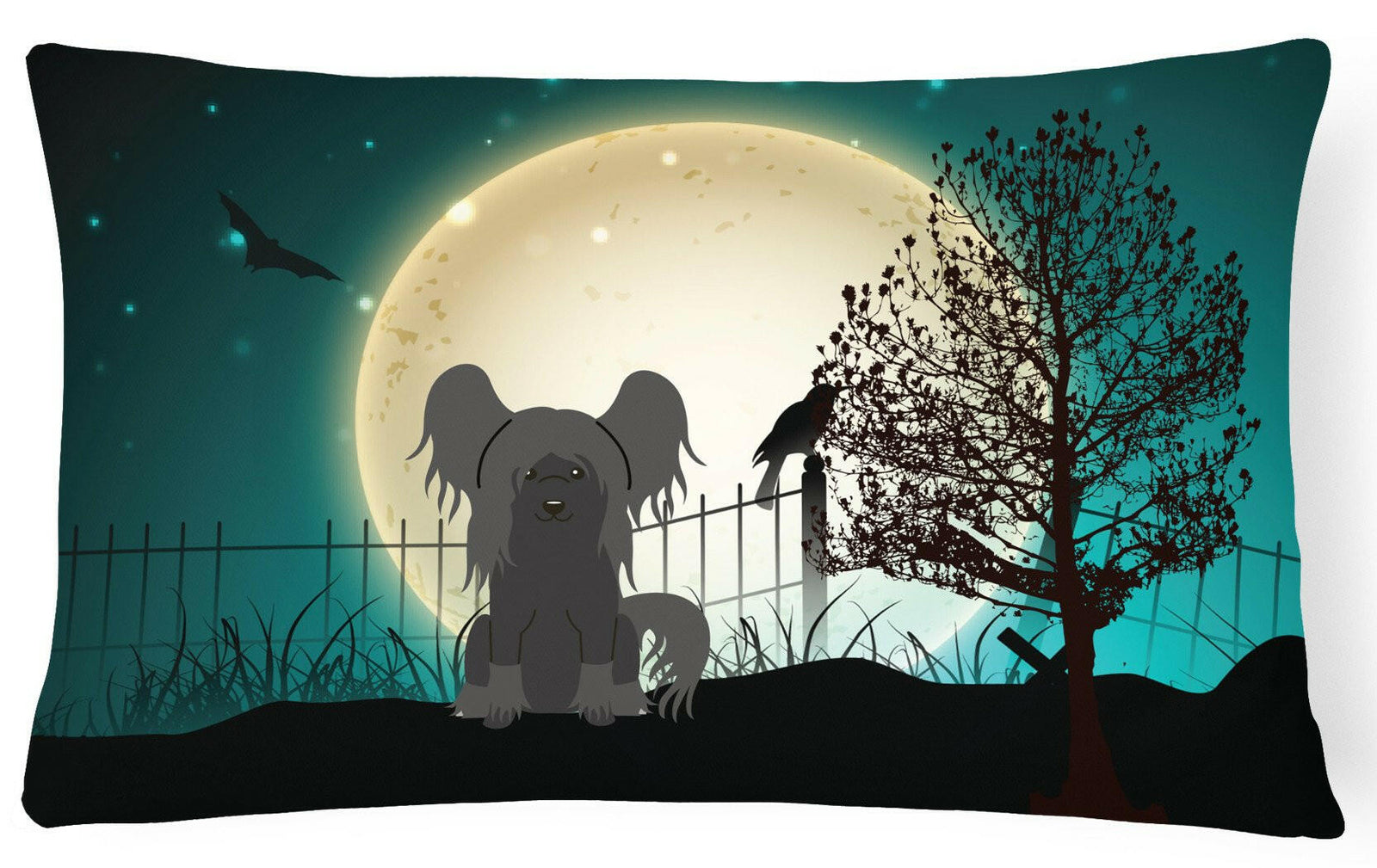 Halloween Scary Chinese Crested Black Canvas Fabric Decorative Pillow BB2302PW1216 by Caroline's Treasures
