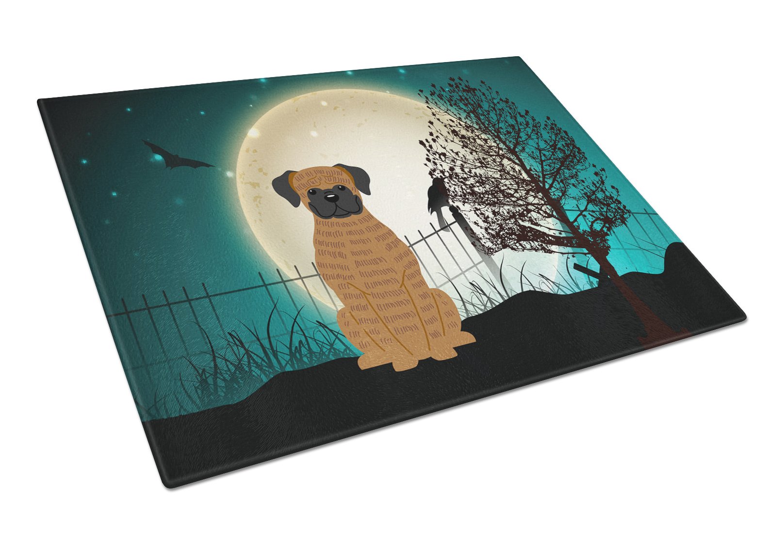 Halloween Scary Brindle Boxer Glass Cutting Board Large BB2307LCB by Caroline's Treasures