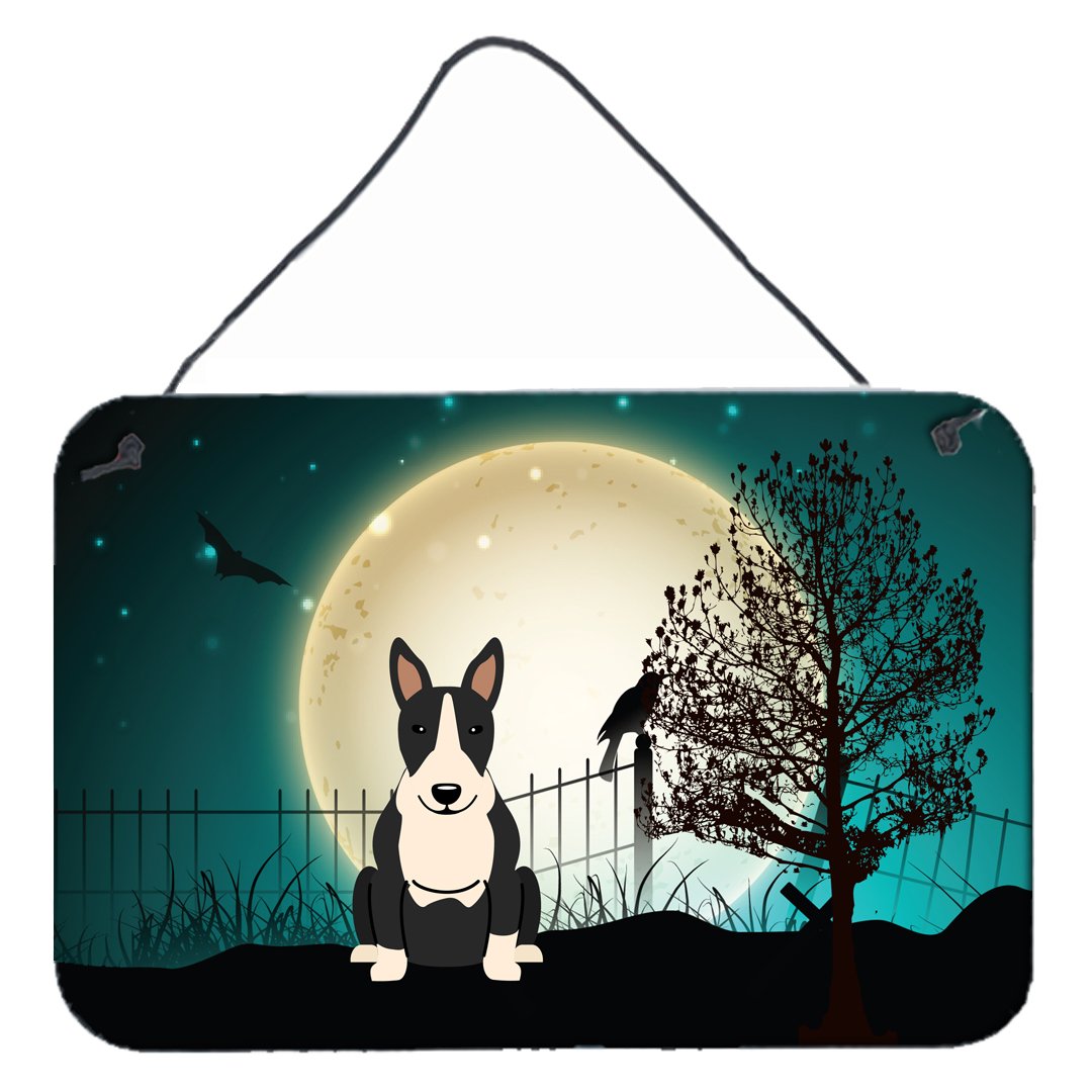 Halloween Scary Bull Terrier Black White Wall or Door Hanging Prints BB2323DS812 by Caroline's Treasures