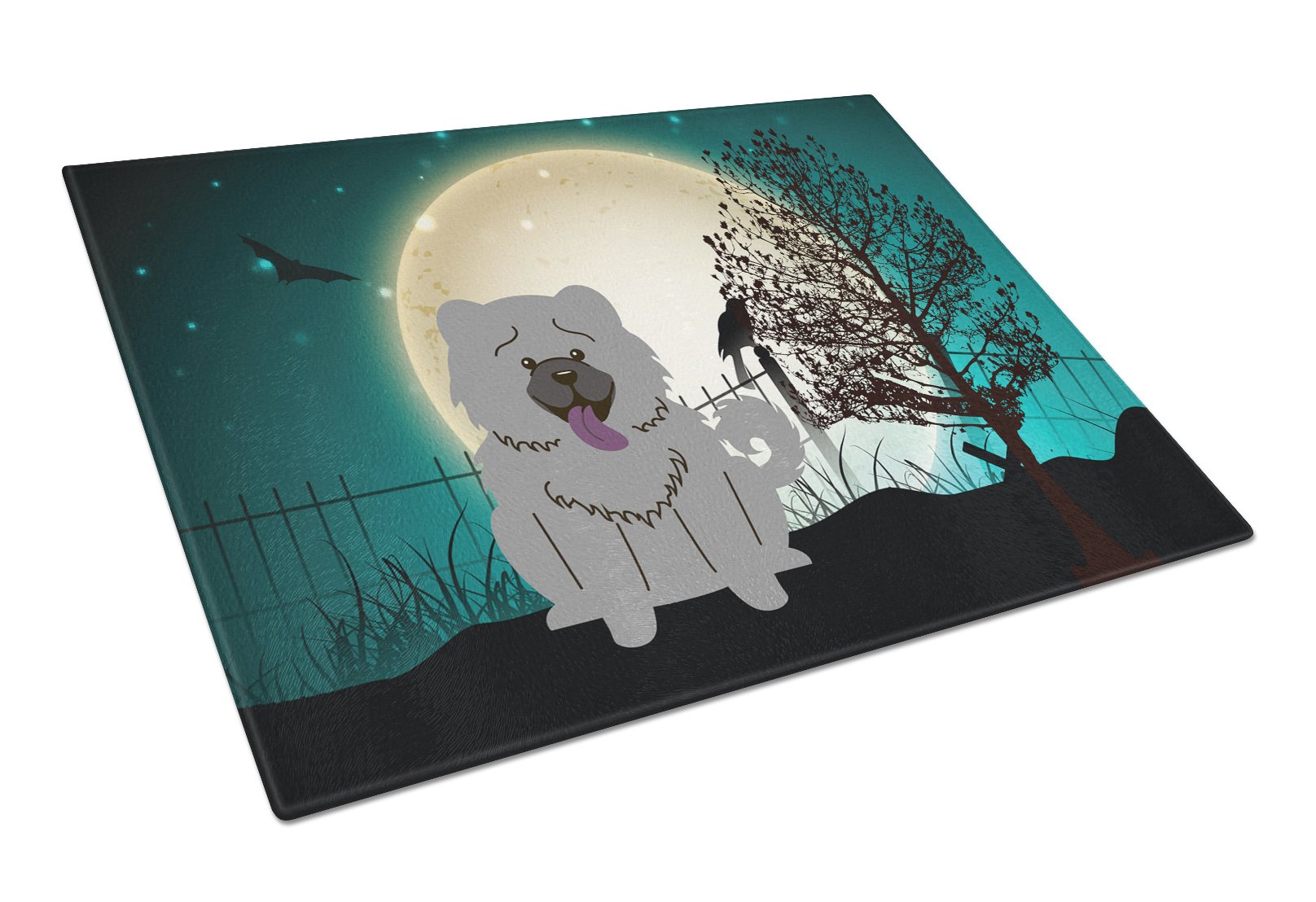 Halloween Scary Chow Chow Blue Glass Cutting Board Large BB2329LCB by Caroline's Treasures