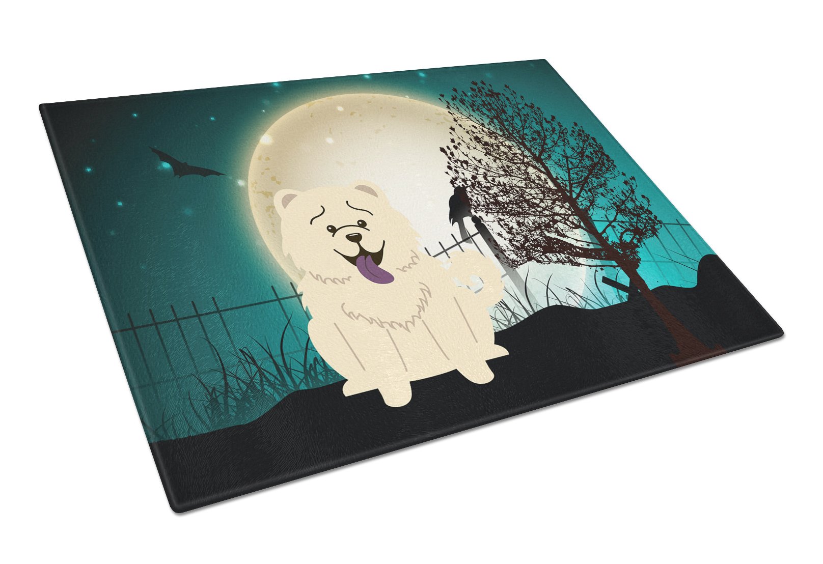 Halloween Scary Chow Chow White Glass Cutting Board Large BB2330LCB by Caroline's Treasures