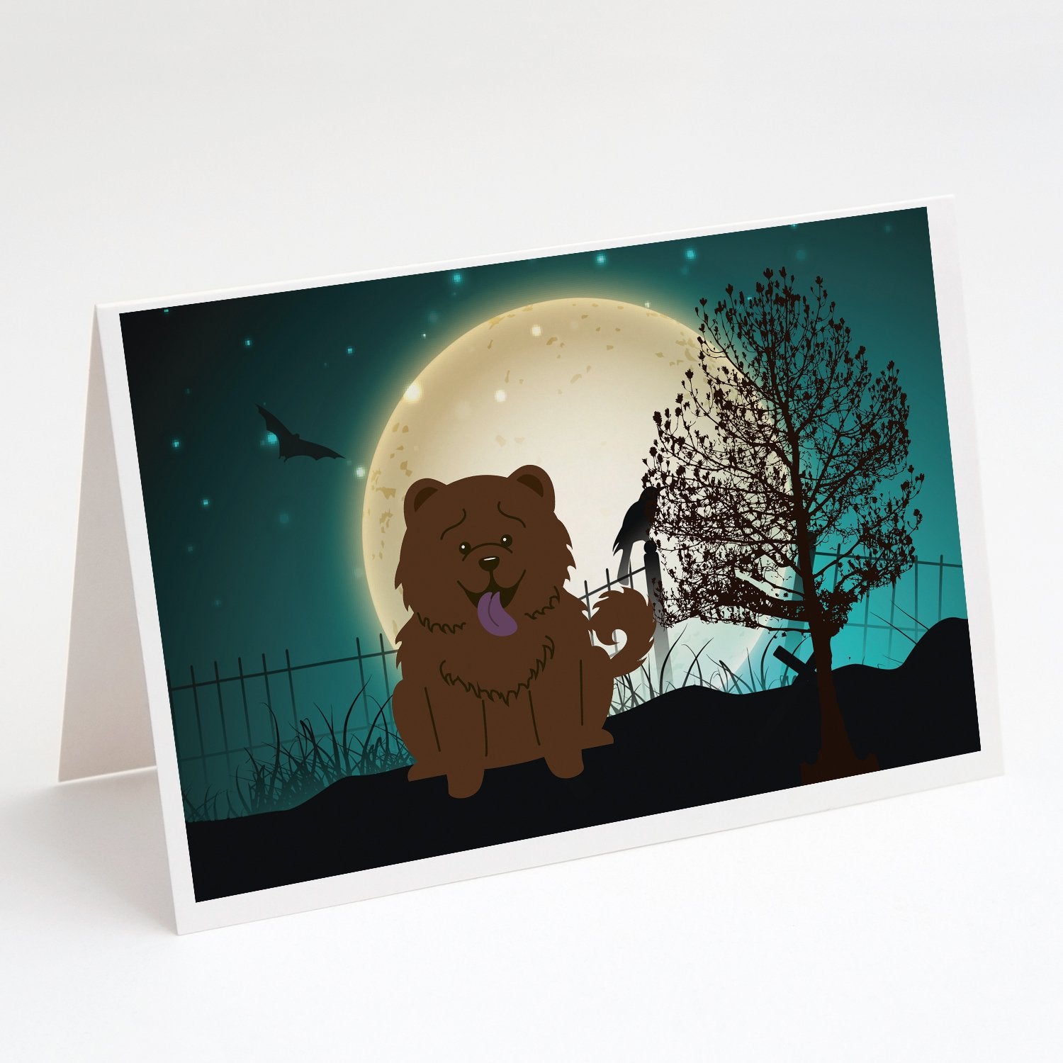 Buy this Halloween Scary Chow Chow Chocolate Greeting Cards and Envelopes Pack of 8