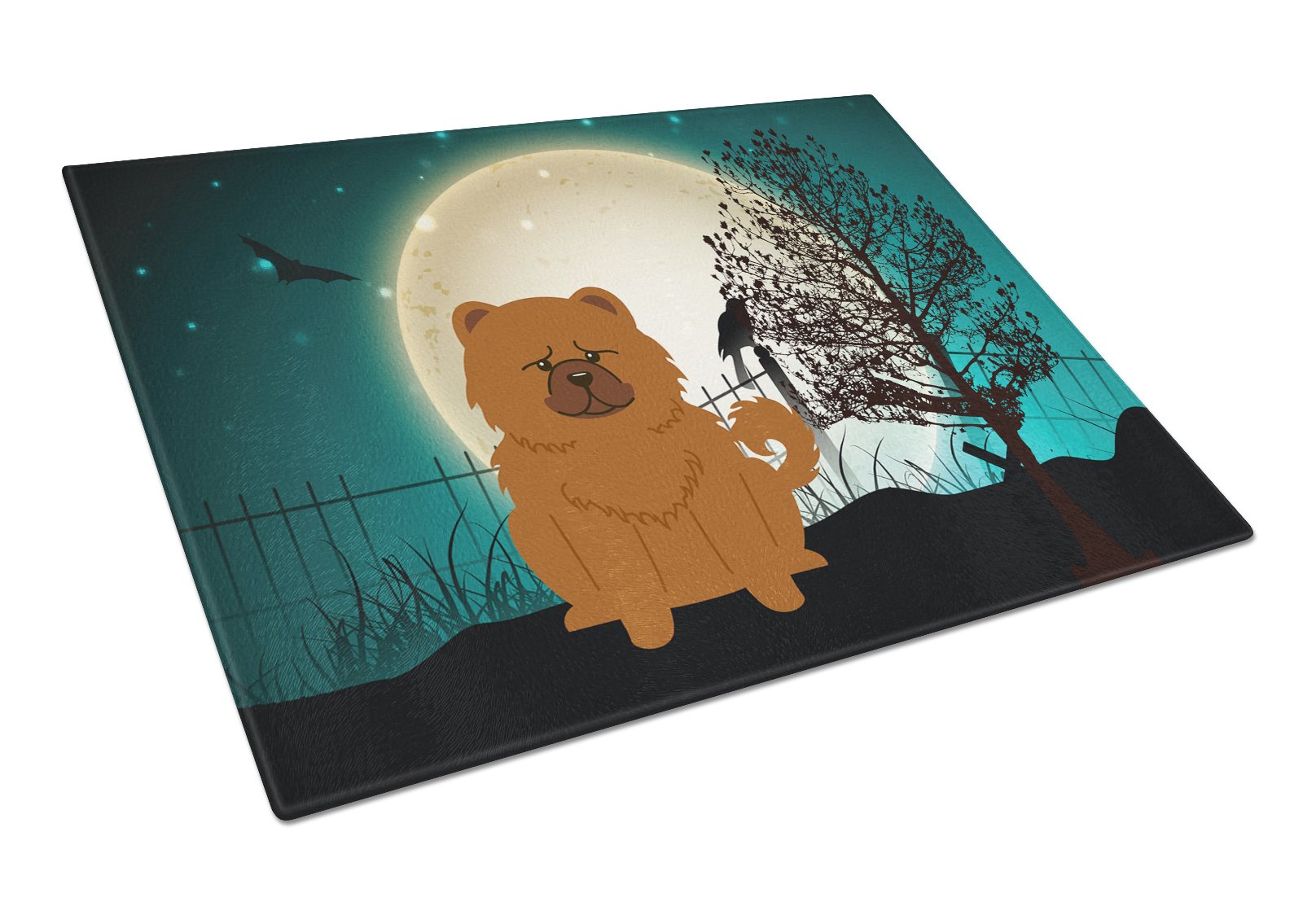Halloween Scary Chow Chow Red Glass Cutting Board Large BB2332LCB by Caroline's Treasures