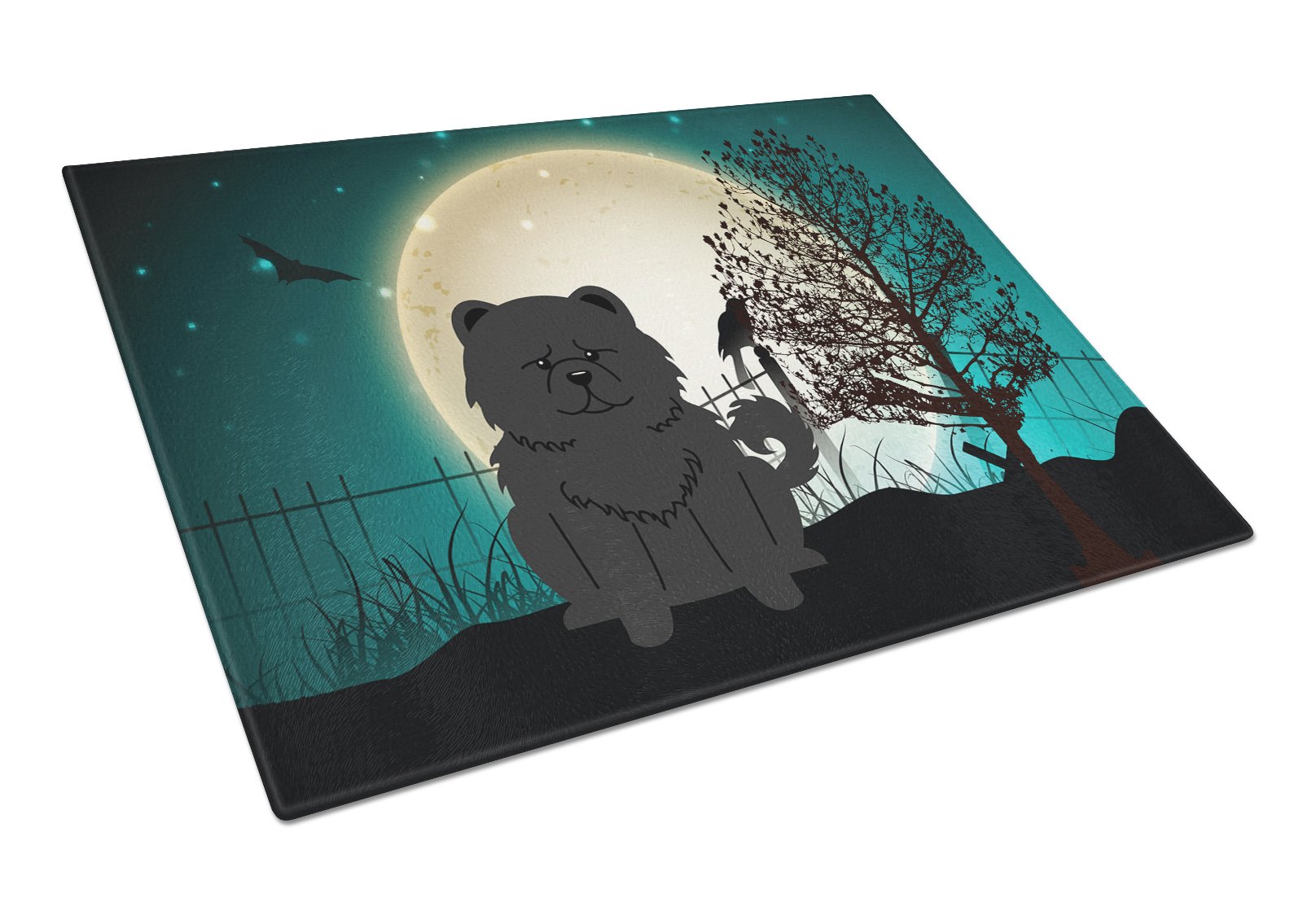 Halloween Scary Chow Chow Black Glass Cutting Board Large BB2333LCB by Caroline's Treasures