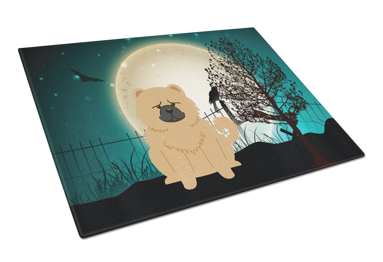 Halloween Scary Chow Chow Cream Glass Cutting Board Large BB2334LCB by Caroline's Treasures