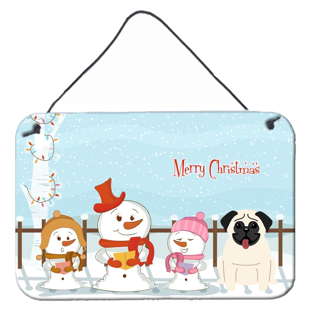 Merry Christmas Carolers Pug Cream Wall or Door Hanging Prints BB2335DS812 by Caroline's Treasures