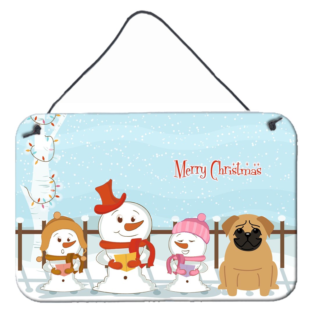 Merry Christmas Carolers Pug Brown Wall or Door Hanging Prints BB2338DS812 by Caroline's Treasures