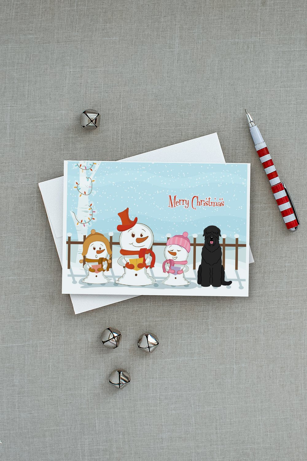 Merry Christmas Carolers Black Russian Terrier Greeting Cards and Envelopes Pack of 8 - the-store.com