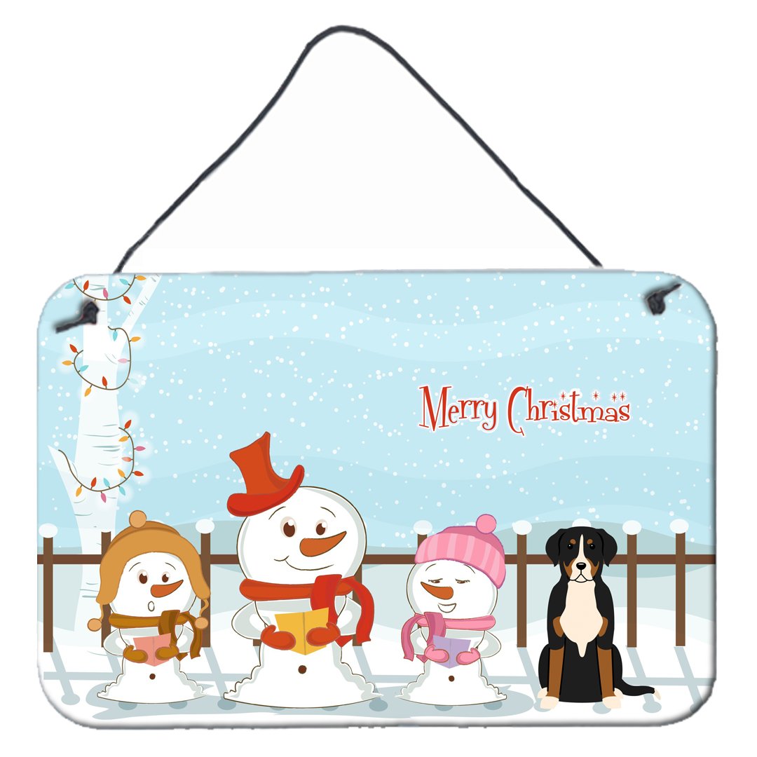 Merry Christmas Carolers Greater Swiss Mountain Dog Wall or Door Hanging Prints BB2368DS812 by Caroline's Treasures