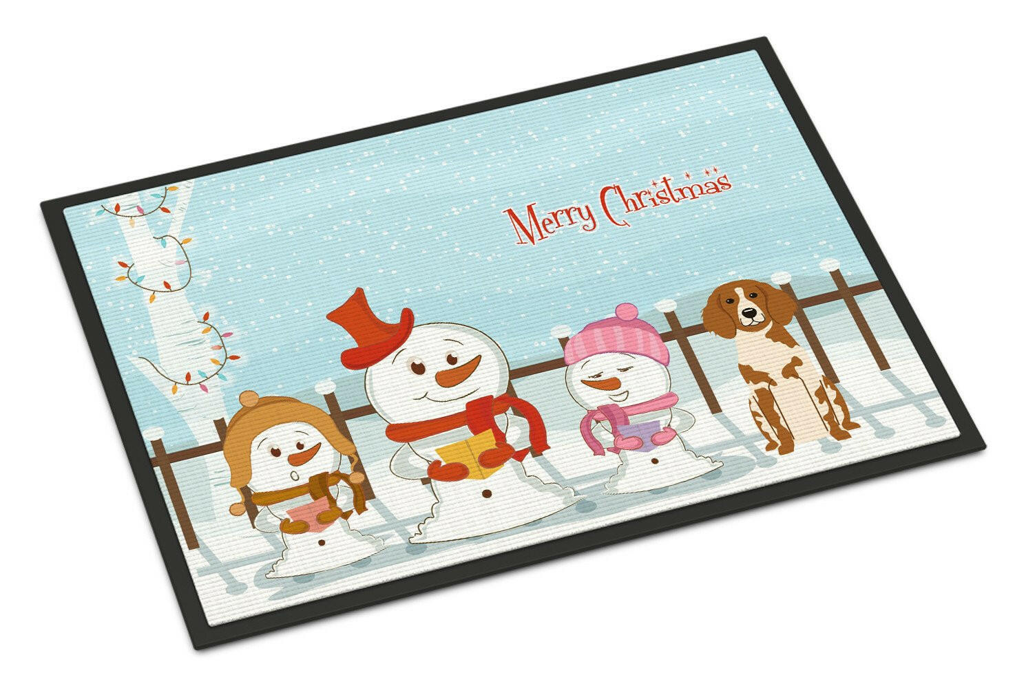 Merry Christmas Carolers Brittany Spaniel Indoor or Outdoor Mat 24x36 BB2403JMAT - the-store.com