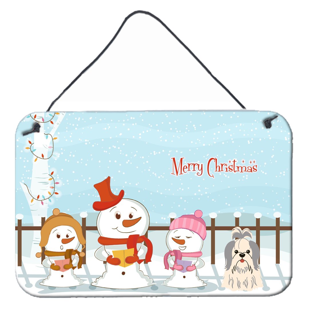 Merry Christmas Carolers Shih Tzu Silver White Wall or Door Hanging Prints BB2416DS812 by Caroline's Treasures