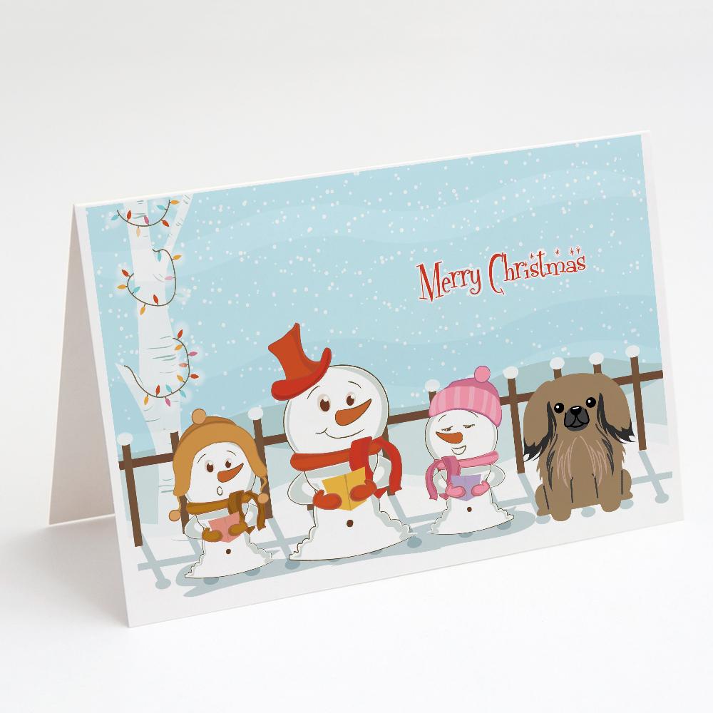 Buy this Merry Christmas Carolers Pekingese Tan Greeting Cards and Envelopes Pack of 8