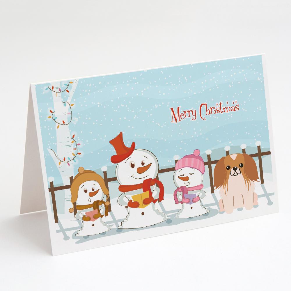 Buy this Merry Christmas Carolers Pekingese Red White Greeting Cards and Envelopes Pack of 8