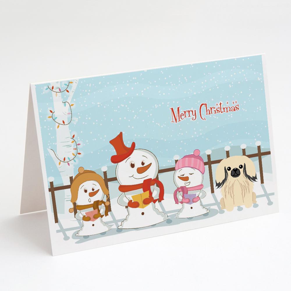 Buy this Merry Christmas Carolers Pekingese Cream Greeting Cards and Envelopes Pack of 8