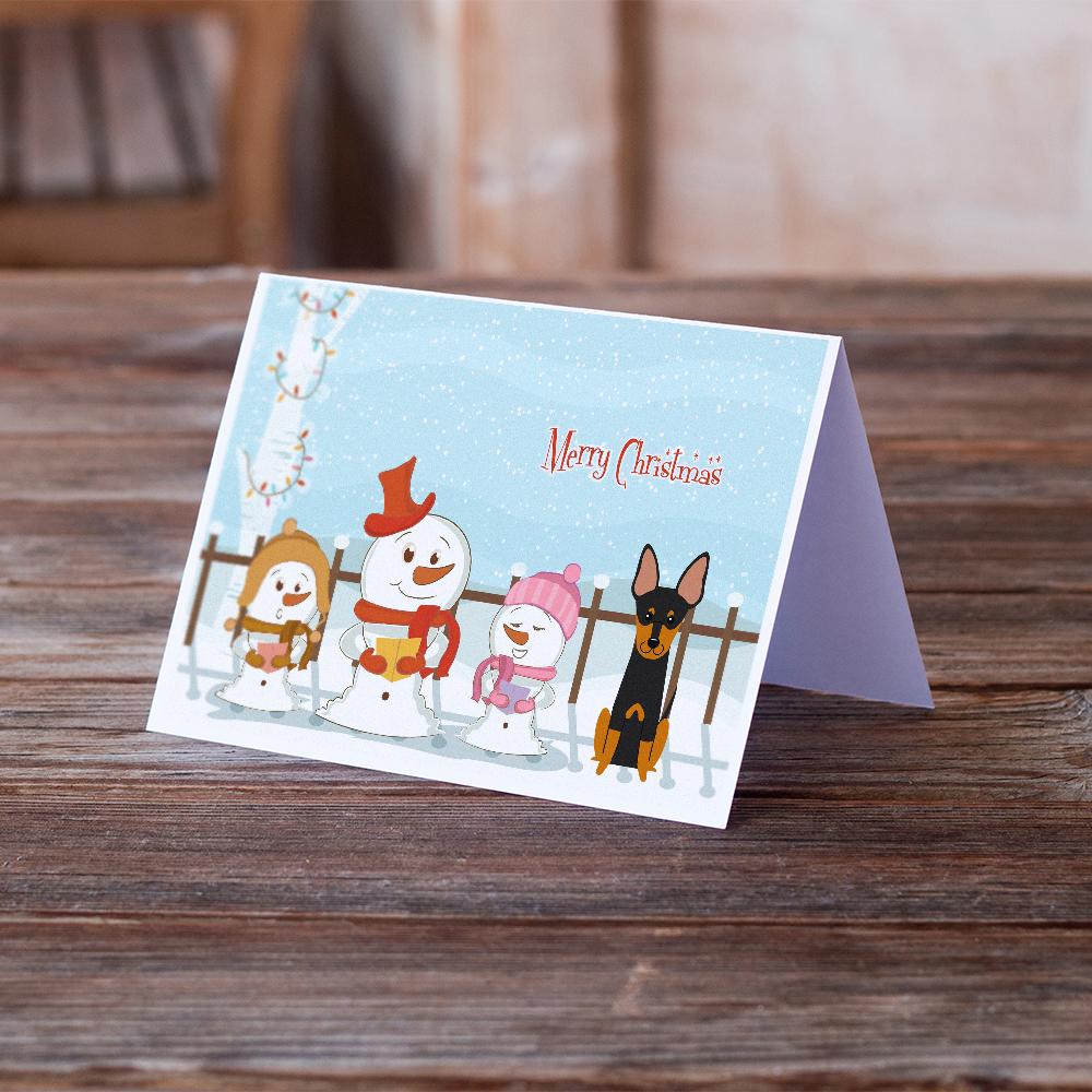 Merry Christmas Carolers English Toy Terrier Greeting Cards and Envelopes Pack of 8 - the-store.com
