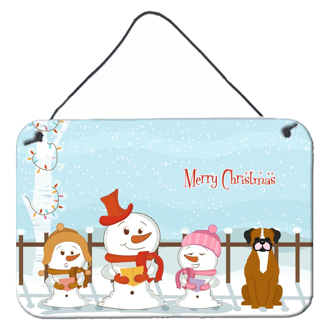 Merry Christmas Carolers Flashy Fawn Boxer Wall or Door Hanging Prints BB2447DS812 by Caroline's Treasures