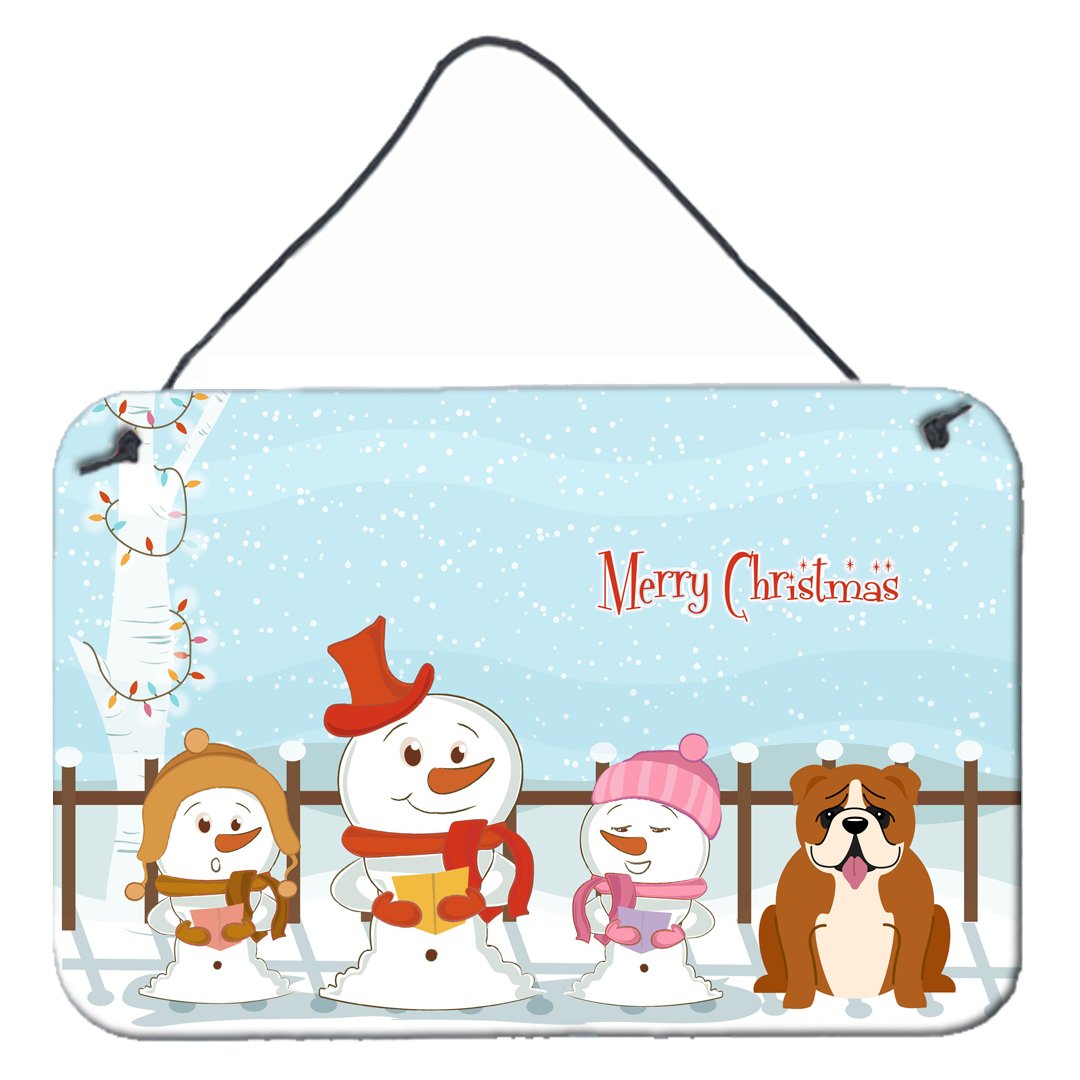 Merry Christmas Carolers English Bulldog Red White Wall or Door Hanging Prints BB2451DS812 by Caroline's Treasures