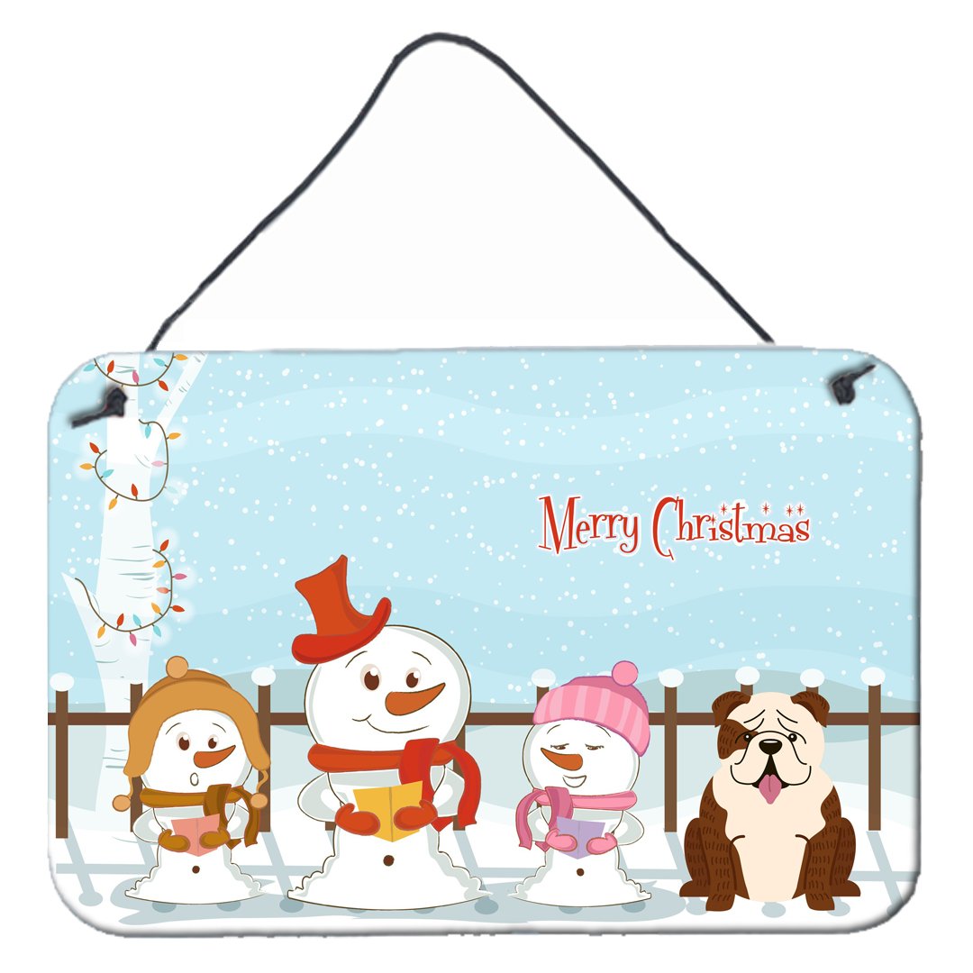 Merry Christmas Carolers English Bulldog Brindle White Wall or Door Hanging Prints BB2452DS812 by Caroline's Treasures