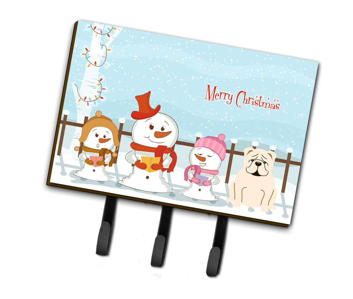 Merry Christmas Carolers English Bulldog White Leash or Key Holder BB2454TH68