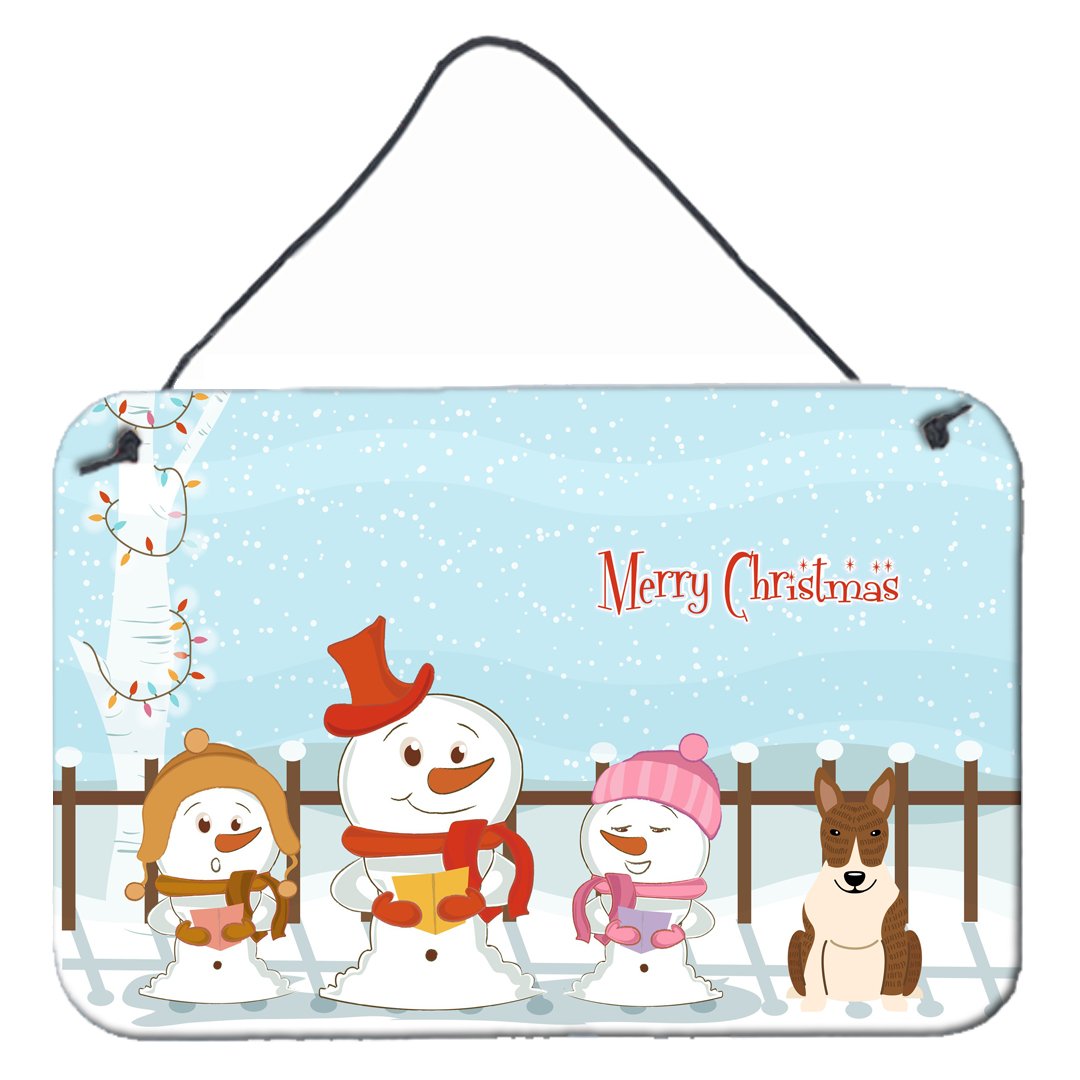 Merry Christmas Carolers Bull Terrier Brindle Wall or Door Hanging Prints BB2468DS812 by Caroline's Treasures