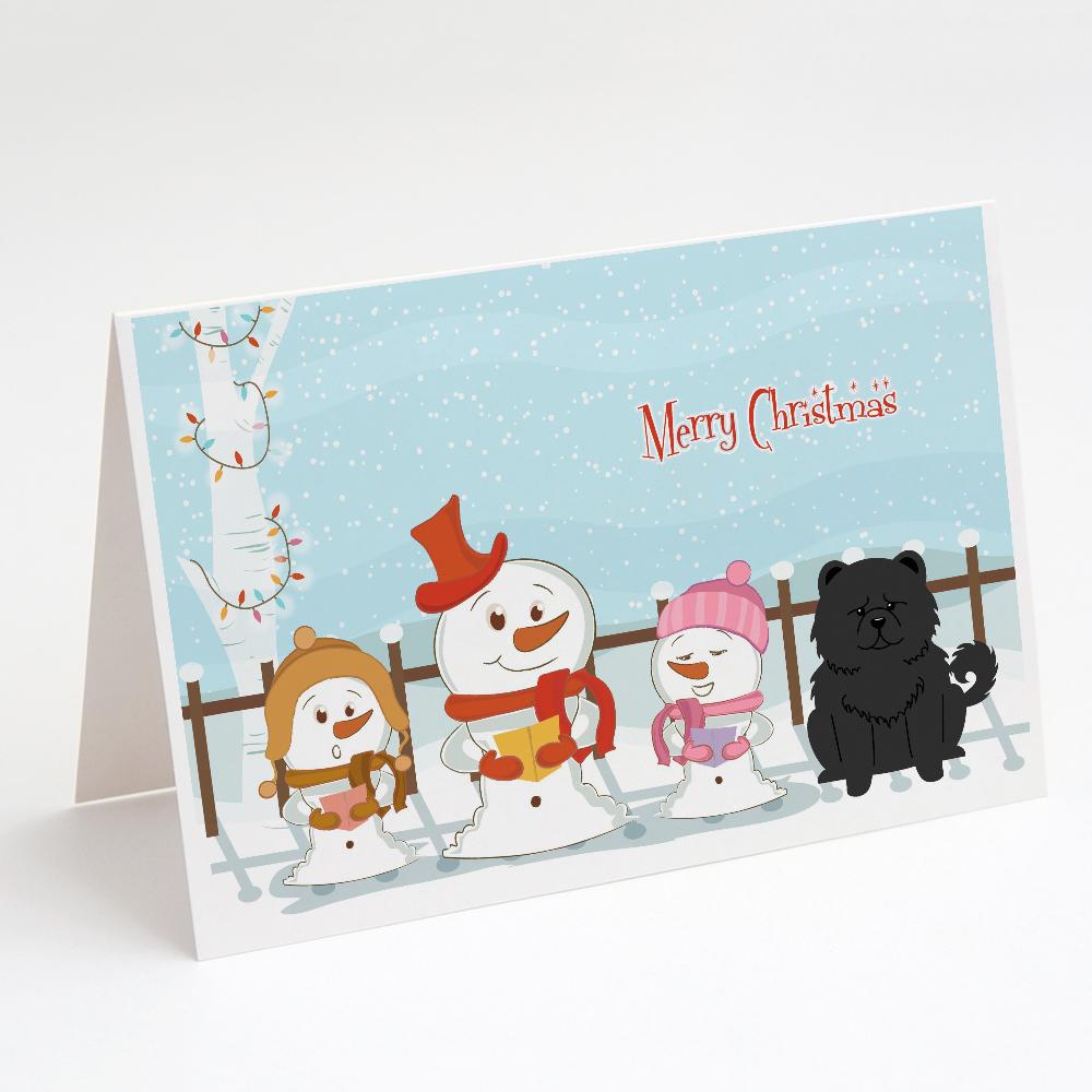 Buy this Merry Christmas Carolers Chow Chow Black Greeting Cards and Envelopes Pack of 8