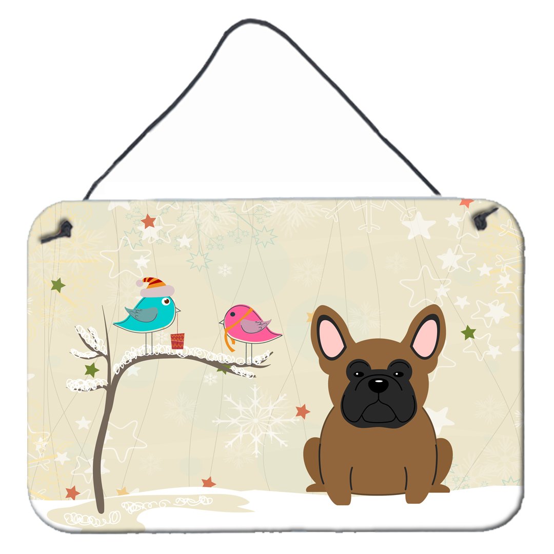 Christmas Presents between Friends French Bulldog Brown Wall or Door Hanging Prints BB2485DS812 by Caroline's Treasures