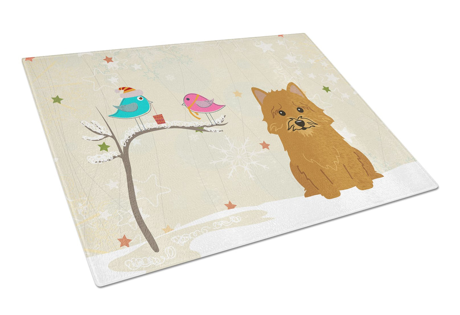 Christmas Presents between Friends Norwich Terrier Glass Cutting Board Large BB2492LCB by Caroline's Treasures