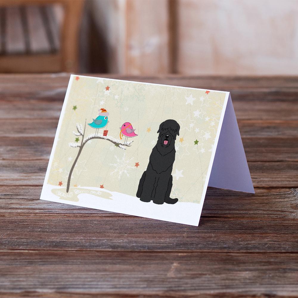 Christmas Presents between Friends Black Russian Terrier Greeting Cards and Envelopes Pack of 8 - the-store.com