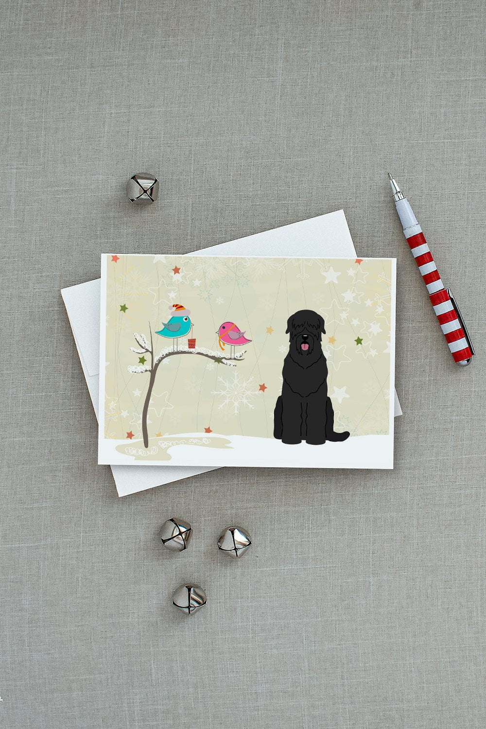 Christmas Presents between Friends Black Russian Terrier Greeting Cards and Envelopes Pack of 8 - the-store.com