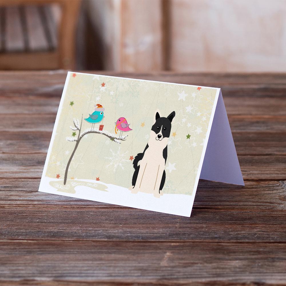 Christmas Presents between Friends Russo-European Laika Spitz Greeting Cards and Envelopes Pack of 8 - the-store.com