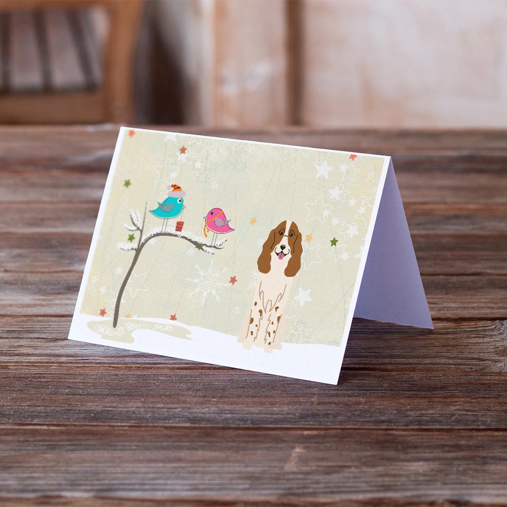 Christmas Presents between Friends Russian Spaniel Greeting Cards and Envelopes Pack of 8 - the-store.com