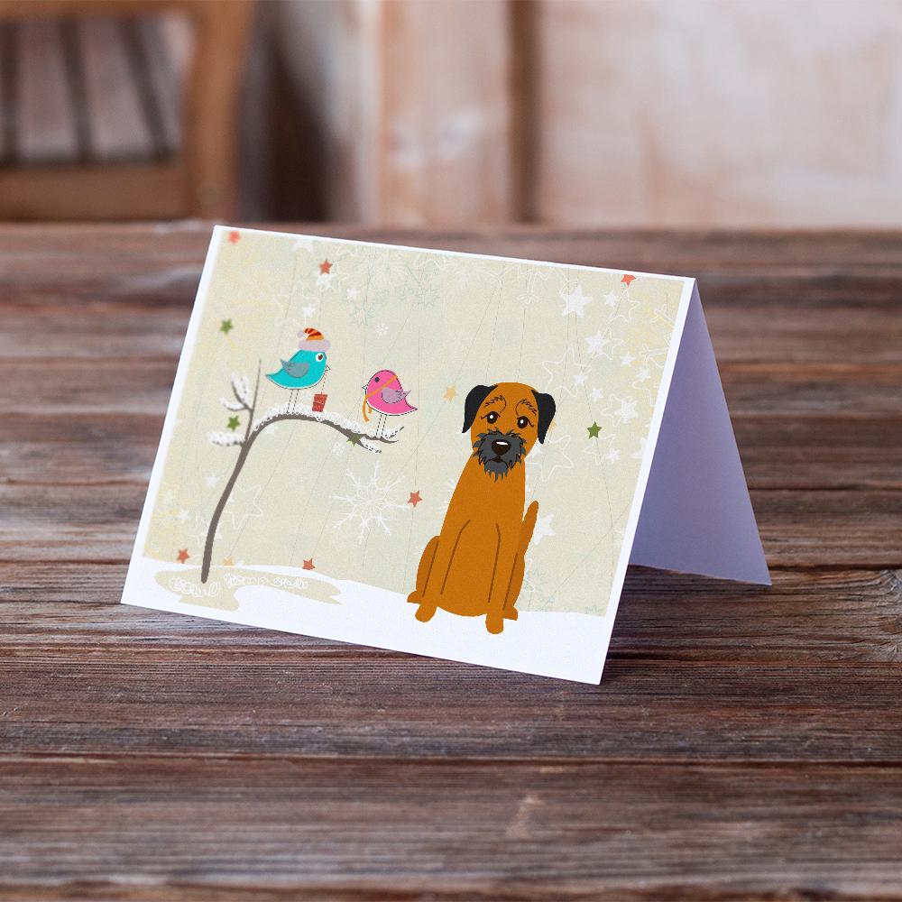 Buy this Christmas Presents between Friends Border Terrier Greeting Cards and Envelopes Pack of 8