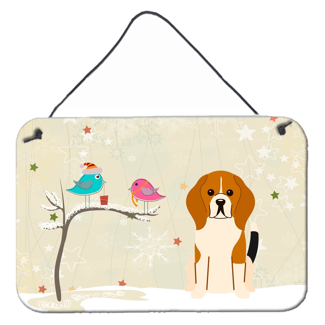 Christmas Presents between Friends Beagle Tricolor Wall or Door Hanging Prints BB2512DS812 by Caroline's Treasures