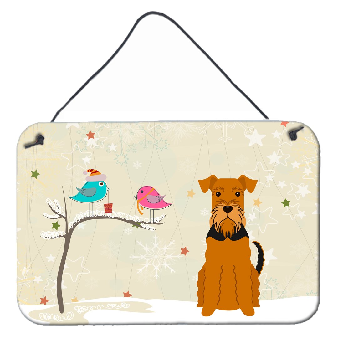 Christmas Presents between Friends Airedale Wall or Door Hanging Prints BB2513DS812 by Caroline's Treasures