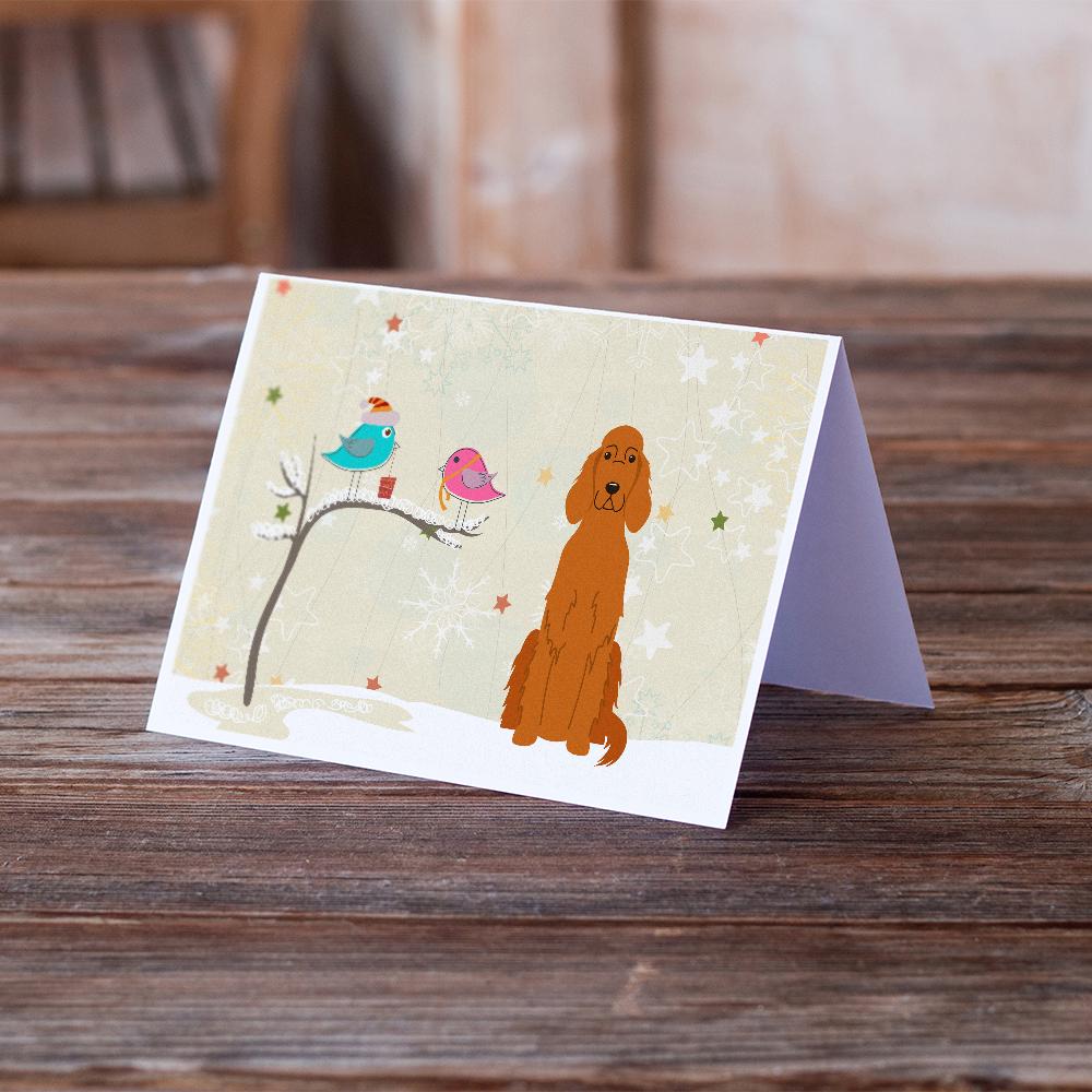 Buy this Christmas Presents between Friends Irish Setter Greeting Cards and Envelopes Pack of 8