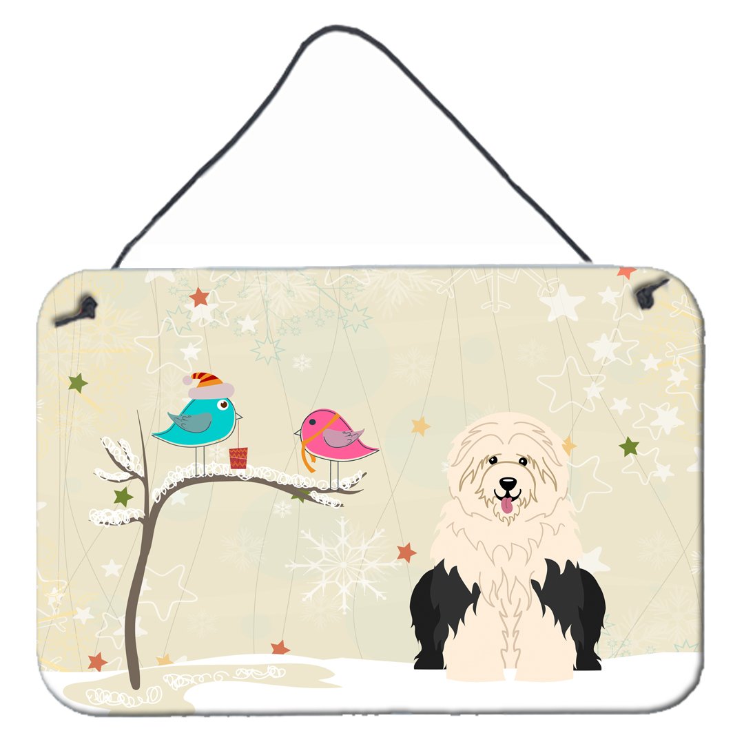 Christmas Presents between Friends Old English Sheepdog Wall or Door Hanging Prints BB2568DS812 by Caroline's Treasures