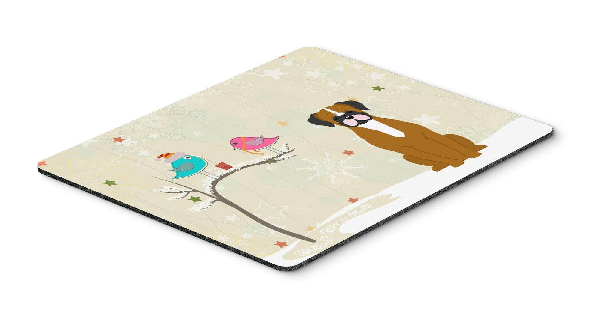 Christmas Presents between Friends Flashy Fawn Boxer Mouse Pad, Hot Pad or Trivet BB2588MP by Caroline's Treasures