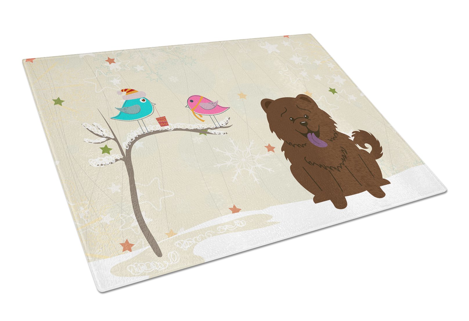 Christmas Presents between Friends Chow Chow Chocolate Glass Cutting Board Large BB2613LCB by Caroline's Treasures