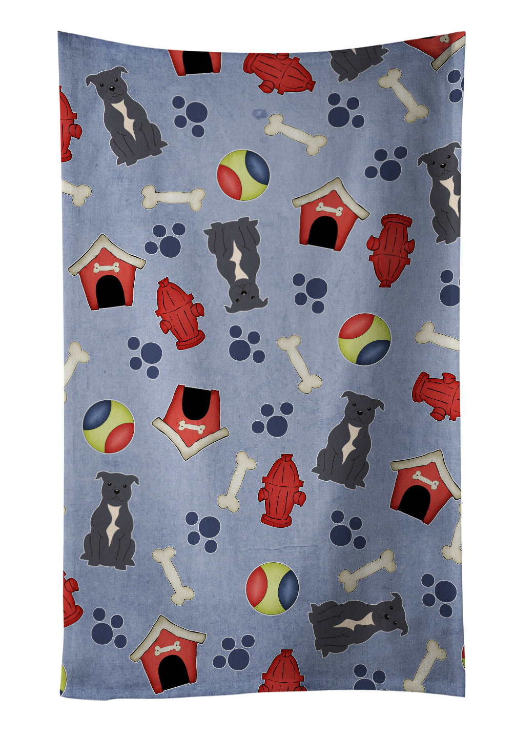 Dog House Collection Staffordshire Bull Terrier Blue Kitchen Towel BB2659KTWL - the-store.com