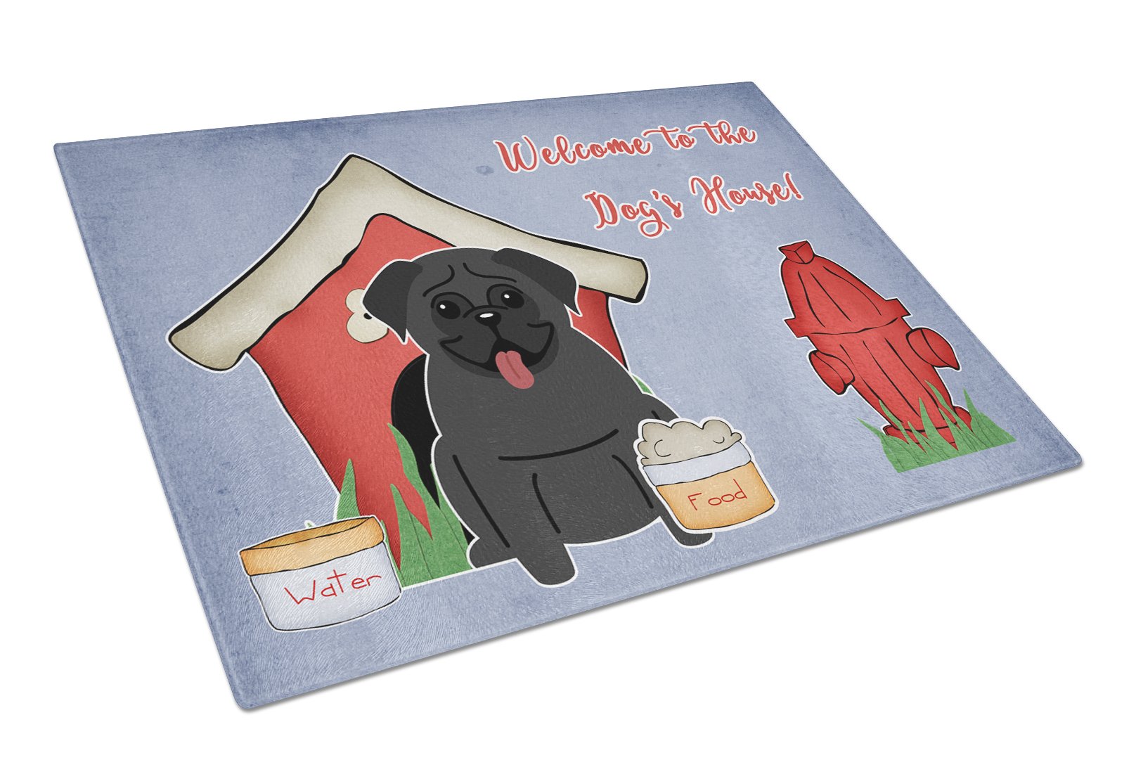Dog House Collection Pug Black Glass Cutting Board Large BB2760LCB by Caroline's Treasures